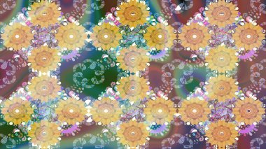 Çiçekli çiçek deseni, suluboya. Düz Çiçek Elementleri Tasarım Raster illüstrasyonu. Bej renkli çiçekler. Renkli Bahar Teması çizim şablonu.