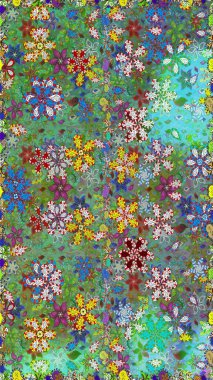 Çiçekler, yapraklar, dekoratif elementler, sıçramalar, lekeler, el çizimleri çizimleri ve Doodle çizimleri, grafik raster çizimleri.