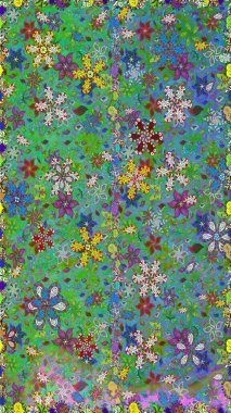 Çiçekli bahar çiçekleri. Küçük renkli çiçekler. Moda baskıları için zarif bir şablon. Motley illüstrasyonu. Küçük çiçekte şirin desenler.