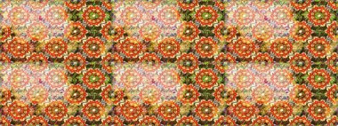 Kahverengi ve turuncu renklerde altın desenli altın elementler. Kusursuz damaske klasik altın desen. Raster illüstrasyonu. Tekrarlayan ögelerle soyut arkaplan Raster.