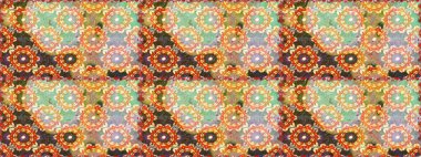 Damask arkaplanı. Tarafsız ve turuncu renklerde altın element. Altın çiçekli, pürüzsüz desen. Barok tarzında altın çiçekli süs..