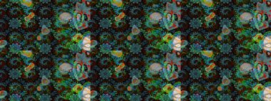 Sevimli çiçek raster deseni. Modaya uygun kumaş deseni. Renkli Yaz Temalı eskiz kalıbı. Düz Çiçek Elementleri Tasarımı.