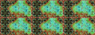 Kusursuz altın desen. Yeşil ve mavi renklerde altın elementlerle kusursuz desen. Raster doğulu süsü.