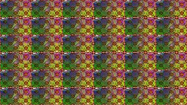 Soyut etnik raster kusursuz desen. Çiçekler. Vadinin yeşil renkli çiçekleri.