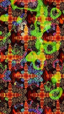 Raster illüstrasyonu. Siyah ve kahverengi renklerde. Siyah ve kahverengi renkli siyah ve kahverengi papatya deseni.