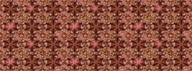 Kahverengi ve kırmızı renklerde altın elementler. Çiçek deseni. Duvar kâğıdı barok, İspanyol kumaşı. Kusursuz raster arka plan. Şekil grafik deseni.