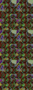 Halk tarzı. Parlak renkli çiçekleri ve yeşil ve kahverengi renkte yaprakları olan harika bir çiçek deseni. Moda baskıları için zarif bir şablon. Modern çiçek arkaplanı.