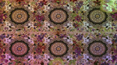 Raster altın pürüzsüz desen. Kahverengi ve gri renklerdeki altın desenli altın elementler. Arkaplan, kumaş, altın duvar kağıdı. Düz elle çizilmiş vintage koleksiyonu.