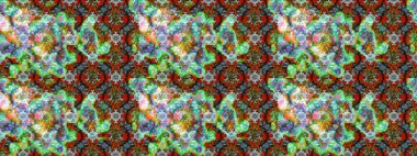 Çizim çiçek deseni duvar kâğıdı olarak kullanılabilir. Yeşil ve kahverengi renkli çiçekler. Raster illüstrasyonu.