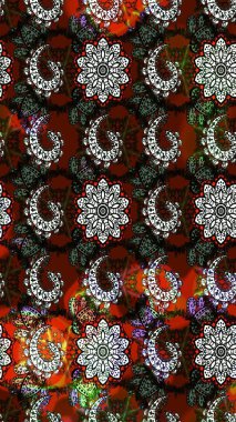 Raster düz çiçek çizim deseni. Hediye ambalaj kağıdı, tebrik kartları, posterler ve pankart tasarımı. Siyah ve kahverengi renkte çiçekler.