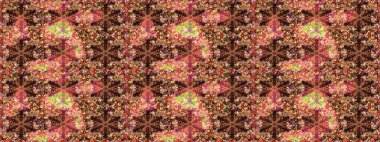 Raster illüstrasyonu. Raster altın desen. Altın elementli kahverengi ve pembe renkler. Doğu tarzı arabesk. Kusursuz altın desenli bukleler..