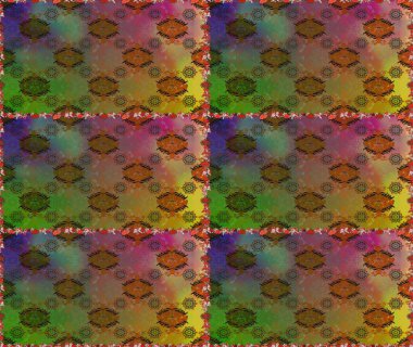 Raster illüstrasyonu. Kusursuz çiçek deseni. Kahverengi ve yeşil renkli çiçekler. Asya tekstil tarzında. Raster illüstrasyonu.