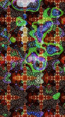 Kahverengi ve siyah üzerine çiçekler. Raster hisseleri. Suluboya, elle çizilmiş. Taslak arkaplan deseni.