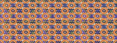 Süslü dekorasyon. Raster illüstrasyonu. Damask altın soyut çiçek turuncu ve bej renklerde pürüzsüz desen.