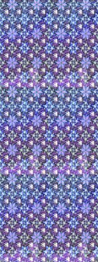 Raster Çiçek İllüstrasyonu 'nun şirin tekstili. Mor ve mavi renkte etnik çiçeklerle süslenmiş zarif bir eskiz..