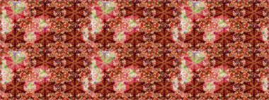 Kırmızı ve kahverengi renklerde altın elementler. Geleneksel klasik raster altın pürüzsüz desen. Barok tarzında kusursuz bir doğulu süsü..