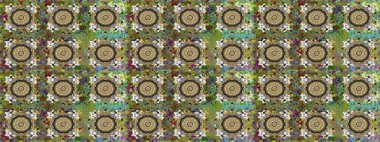 Kusursuz soyut bir arkaplan. Oriental raster klasik gri, yeşil ve altın desenli. Raster illüstrasyonu.