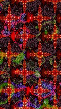 Çizim çiçek deseni duvar kâğıdı olarak kullanılabilir. Siyah ve kahverengi renkte çiçekler. Raster illüstrasyonu.