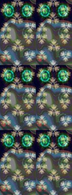 Tekrarlayan çiçek arkaplanı, zarif yeşil çiçek duvar kağıdı. Yeşil renkler üzerine çiçek desenli çizimler, el yapımı papatyalar, papatyalar..