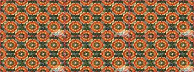 Turuncu ve kahverengi renklerdeki altın desenli altın elementler. Kusursuz altın desen. Raster doğulu süsü.