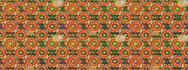 Kahverengi ve turuncu renklerde altın tekrarlayan elementlerle soyut arkaplan. Kusursuz oryantal klasik altın desen.