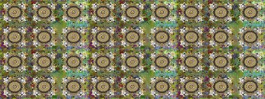 Kusursuz soyut bir arkaplan. Oriental raster klasik gri, yeşil ve altın desenli. Raster illüstrasyonu.