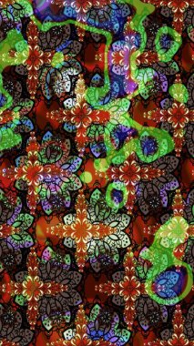 Raster Henna tarzı. Etnik Mandala havlusu. Sınır Kızılderili çiçekli paisley patten. Tebrik kartı geçmişi, boyama kitabı, arkaplan ve tekstil için kullanılabilir. Taslak süsleme izi.