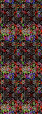 Siyah renkli çiçekler. Raster illüstrasyonu. Çizim çiçek deseni duvar kağıdı için kullanılabilir.