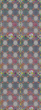 Gri ve nötr renklerde Asya tekstil tarzında. Raster illüstrasyonu. Kusursuz çiçek deseni.