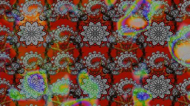 Çiçekli karalama şeklinde Raster çiçek deseni. Gri ve kahverengi renkli çiçekler. Yumuşak, bahar çiçekli arka plan.