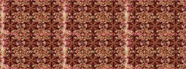 Raster illüstrasyonu. Süslü dekorasyon. Damask altın soyut çiçek kahverengi ve kırmızı renklerde pürüzsüz desen.
