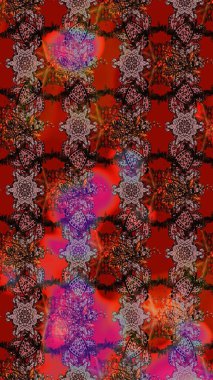 Kahverengi ve kırmızı renklerde bahar çiçekleri. Raster çiçekleri klasik tarzda çizilmiş. Çiçekli yumuşak bir eskiz şekli. Raster illüstrasyonu.