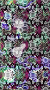 Gri ve nötr renklerde parlak çiçekli halı deseni.