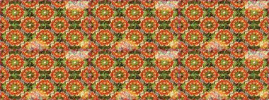 Kahverengi ve turuncu renklerde altın desenli altın elementler. Raster oryantal süs. Kusursuz altın desen.