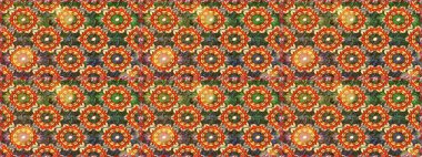 Kahverengi ve turuncu renklerde altın desenli altın elementler. Geleneksel oryantasyon süsü. Klasik klasik klasik arka plan. Kusursuz klasik raster altın desenli.