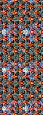 Mavi renkte etnik çiçeklerle süslenmiş zarif bir eskiz. Asya Tekstil 'inde Raster Çiçek İllüstrasyonu.