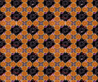 Miles Fleur, süslü püslü bir süs. Raster illüstrasyonu. Eski usul. Eskiz geçmişi. Tomurcukları papatya çiçekleri olan sevimli bir çiçek deseni. Kumaş, tekstil ve duvar kağıdı baskısı için..