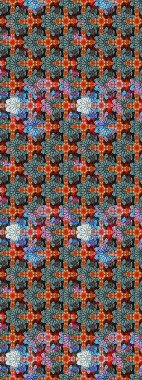 Mavi renkte etnik çiçeklerle süslenmiş zarif bir eskiz. Asya Tekstil 'inde Raster Çiçek İllüstrasyonu.