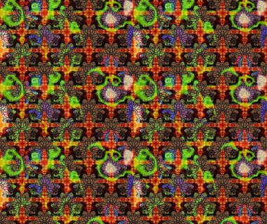 Raster deseni. Yumuşak, bahar çiçekleri siyah renklerde. Patlayan çiçekler soyut olarak yerleştirilmiş. Raster illüstrasyonu.