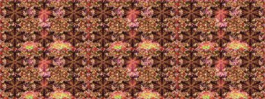 Kahverengi ve bej renkli, altın elementli klasik, pürüzsüz desen. Raster illüstrasyonu.