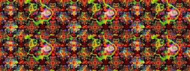 Asya tekstil tarzında. Raster illüstrasyonu. Renkli Bahar Teması eskiz kalıbı. Düz Çiçek Elementleri Tasarımı. Çiçek desenli çizim. Siyah ve kahverengi renkte çiçekler.