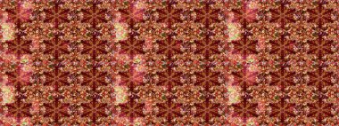 Süslü dekorasyon. Raster illüstrasyonu. Damask altın soyut çiçek kırmızı ve kahverengi renklerde pürüzsüz desen.