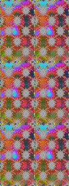 Güzel kumaş deseni. Asya tekstil tarzında. Raster illüstrasyonu. Kusursuz çiçek deseni. Düz Çiçek Elementleri Tasarımı. Renkli Bahar Teması Kusursuz Arkaplan.