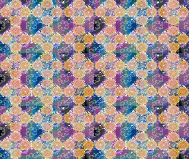 Güzel karalamalı çiçek desenli çizim. Küçük çiçekteki sevimli çiçek deseni. Raster illüstrasyonu. Güzel kumaş deseni.