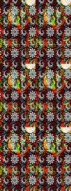 Sketch Colour Spring Theme eskiz kalıbı. Düz Çiçek Elementleri Tasarımı. Sevimli çiçek raster deseni. Siyah ve kırmızı renkte çiçekler.