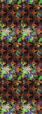 Küçük çiçekteki sevimli çiçek deseni. Bir sürü kahverengi ve siyah soyut çiçekli tropik eskiz deseni. Varisolokahverengi ve siyah raster çizimi.