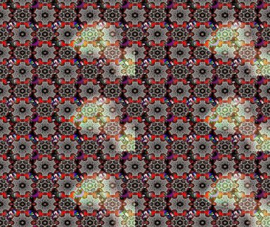 Raster illüstrasyonundaki çiçek desenli çizim. Düz Çiçek Elementleri Tasarımı. Renkli Bahar Teması eskiz kalıbı. Süslü kumaş deseni.