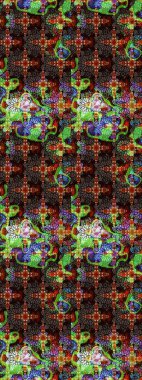 Küçük çiçekteki sevimli çiçek deseni. Bir sürü kahverengi ve siyah soyut çiçekli tropik eskiz deseni. Varisolokahverengi ve siyah raster çizimi.