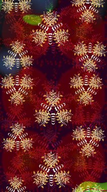 Kırmızı renkte şirin bir tekstil. Renkli çizim kalıbı. Çiçek duvar kâğıdı. Raster illüstrasyonu. Çiçek arka planı.