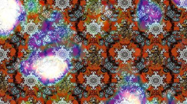 Kumaş desenli papatya çiçeği detayı. Kahverengi renkte çiçekler.